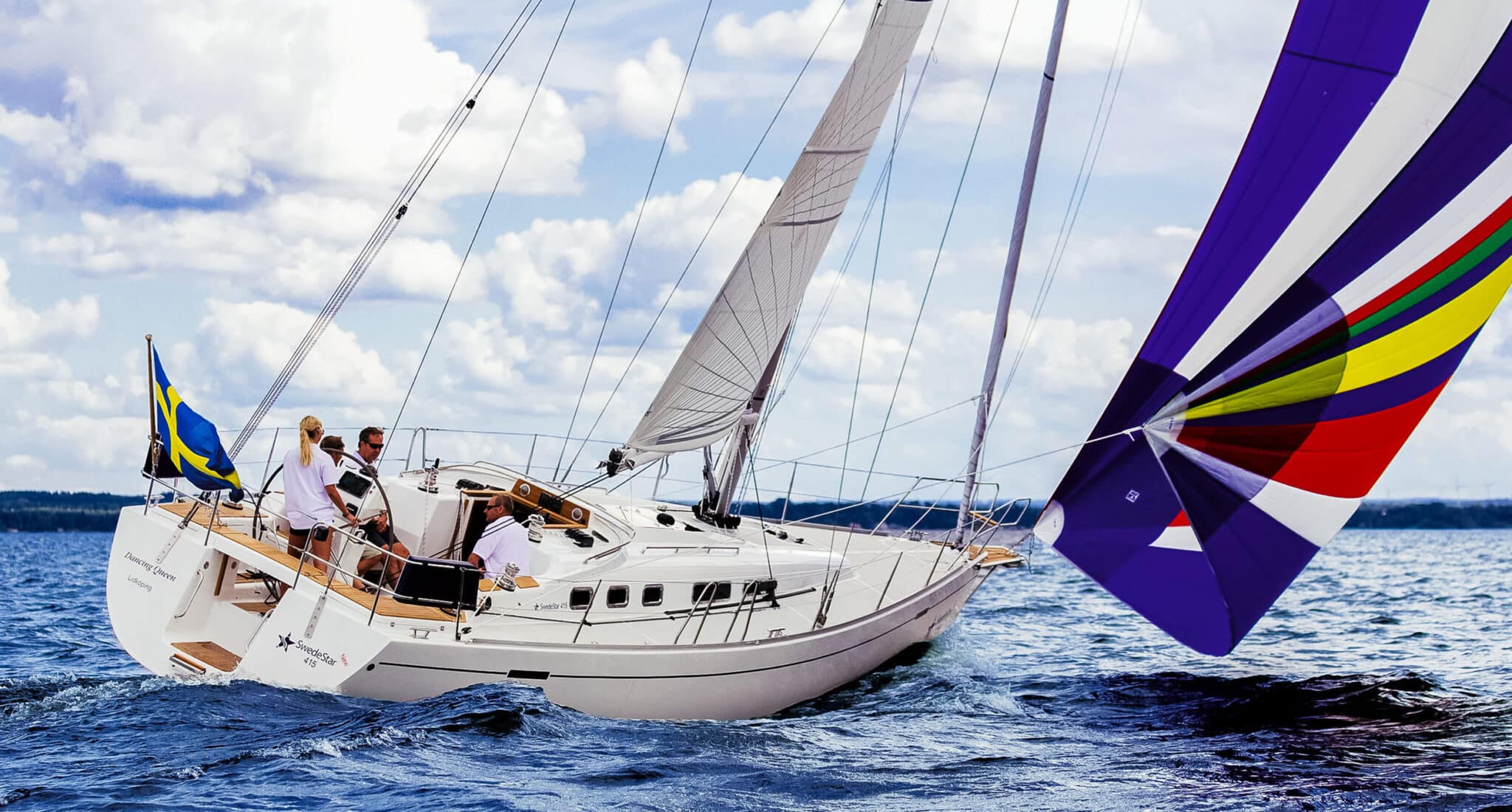 Cruising Spinnaker 6 SwedeStar 41 reaching under a cruising spinnaker