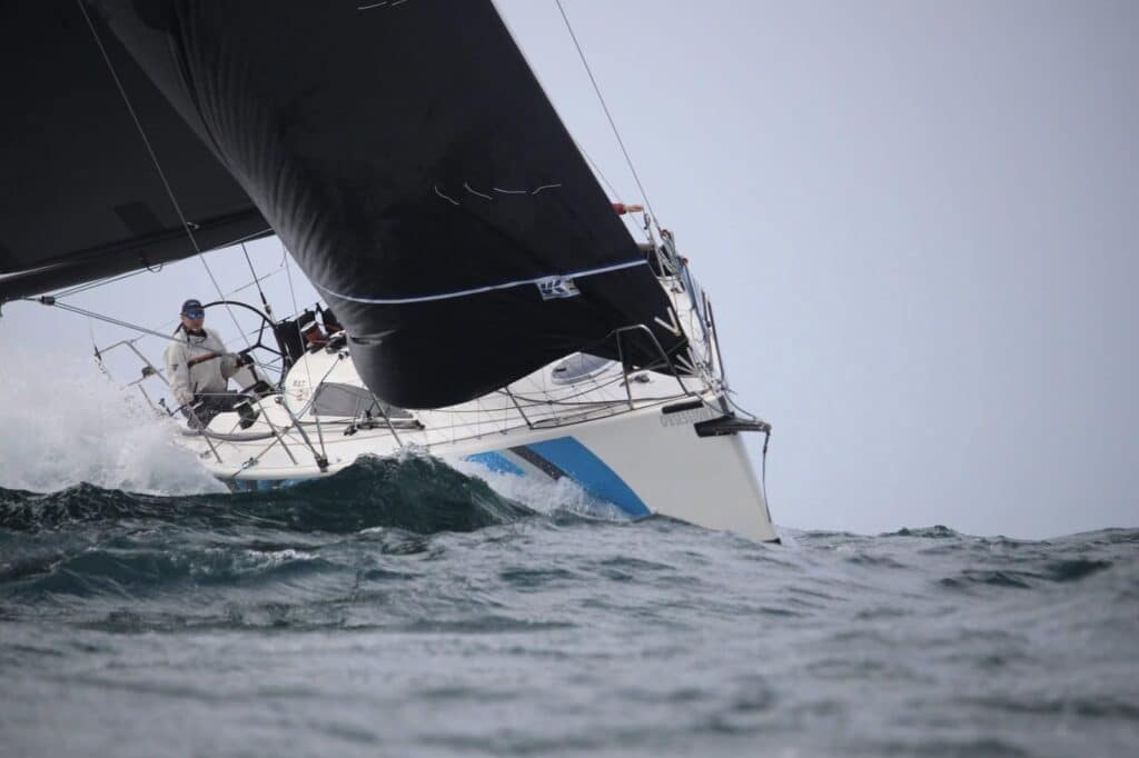 Obsession is well-outfitted with an inventory of sails from UK Sailmakers Fremantle, including a Titanium mainsail, a wide variety of headsails and specialty sails, and Matrix spinnakers. A Titanium ISL jib proved an upwind weapon at the Coventry Reef Race. Photo © Fremantle Sailing Club.