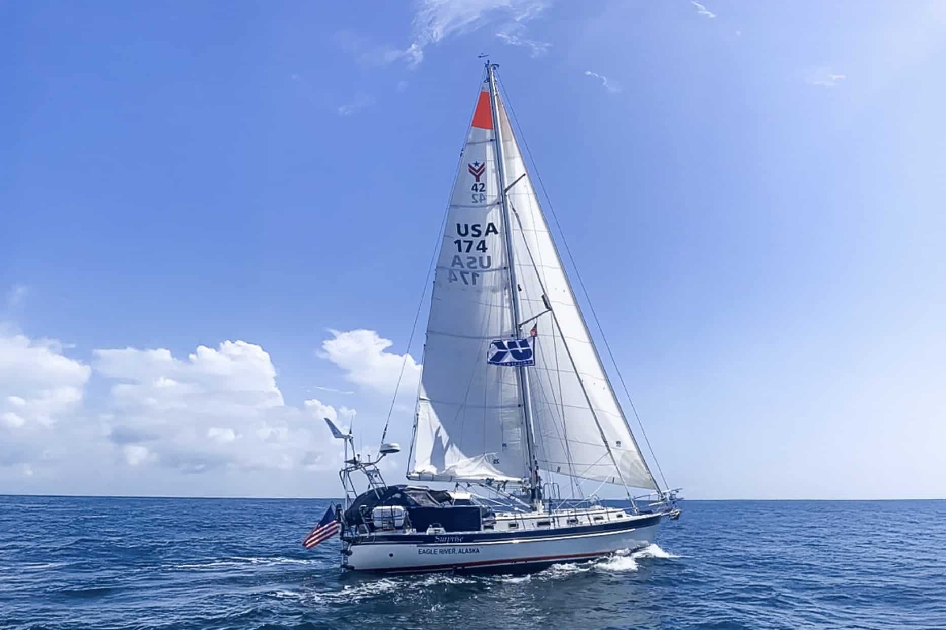 Istvan Kopar set sail from Fort Lauderdale on July 4th, bound for France, aboard his Valiant 42, Surprise.