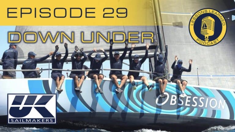 Lessons Learned Ocean Racing Down Under 1 The Obsession crew on the rail at the 2025 Geographe Bay Race Week, equipped with Titanium sails from UK Sailmakers Fremantle. Photo Ⓒ TP72 Nautical Imagery.